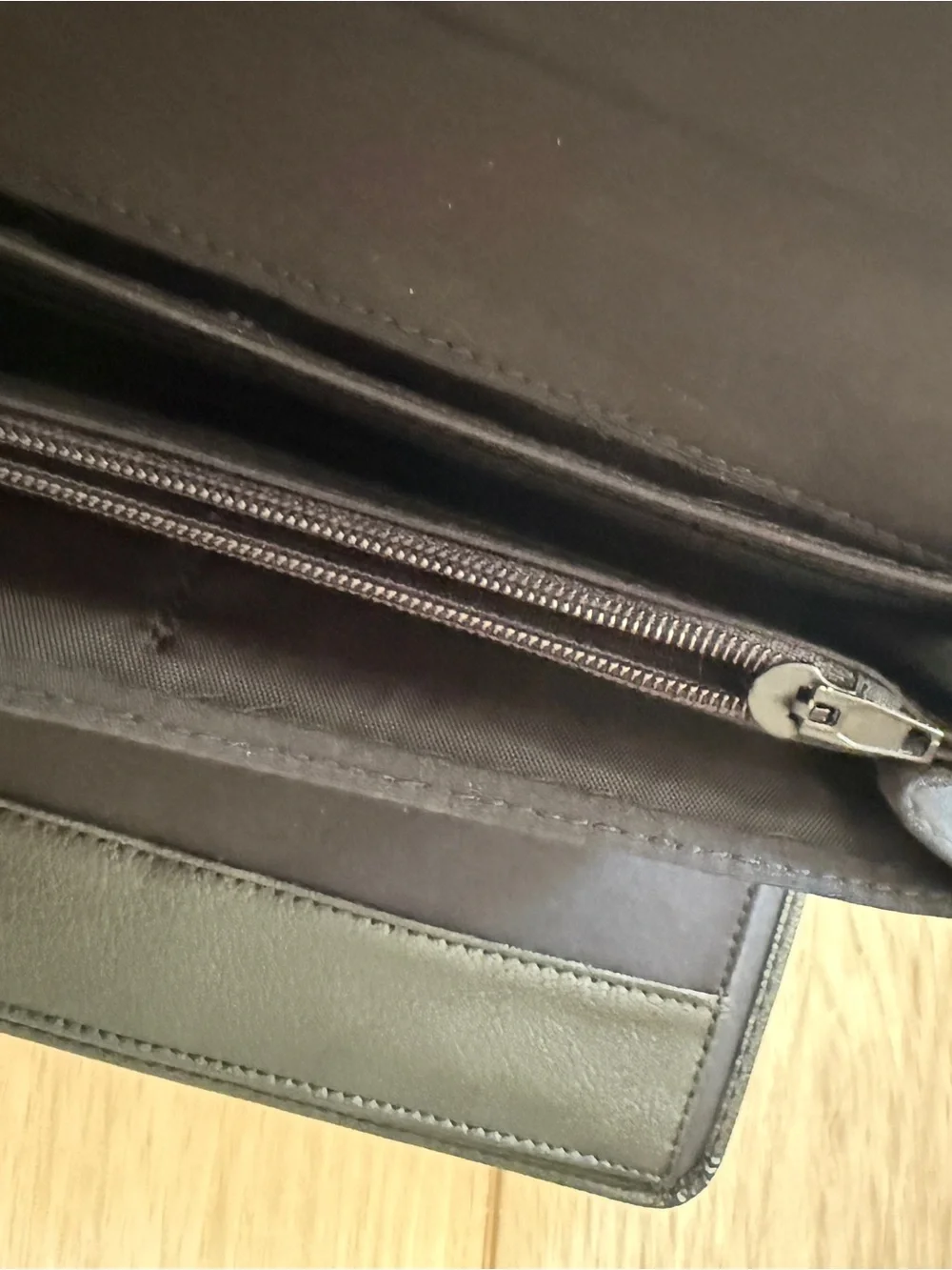 Koret Black Leather Long Flap Wallet with Branded Metal Accent